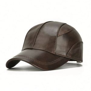 2025 Hot Selling New Arrival Cowhide Fall Winter Sports Caps Baseball Cap <b>Hat</b> Men Outdoor Street Men Genuine Leather <b>Hat</b> - Product Image 6