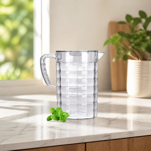 Carafe à eau en plastique transparent HALO avec poignée et bec verseur, carafe texturée pour boissons, idéale pour la maison, la cuisine, les restaurants, les hôtels et les salles à manger - Product Image 4