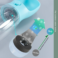 Bouteille d'eau portable 2-en-1 de 300 ml, anti-fuite, pour la marche, en plastique de qualité alimentaire, avec distributeur de nourriture pour chien, idéale pour les voyages et le recyclage.