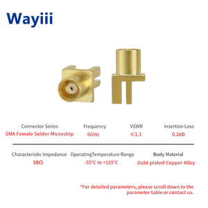 שקע PCB ישר מדגם Wayii MCX-KHD, מחבר קואקסיאלי RF 50 6GHz, חיבור דרך חור (THD), ציפוי זהב במרכז המחבר - Product Image 5