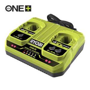 Cargador de batería Ryobi de 18V con 2 puertos Rc18240, carga paralela para una o varias baterías de litio - Product Image 1