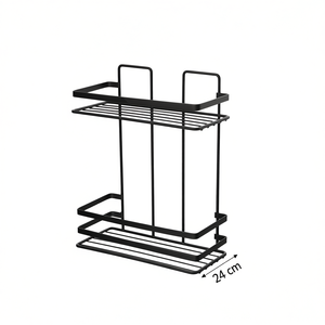 Estante Rectangular de 2 Niveles, Negro, 24 cm de Largo, Estante de Almacenamiento para Baño - Product Image 3