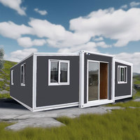 Conteneur habitable en acier extensible à double aile de 20 et 40 pieds, 3 chambres, salle de bain complète, bureau, villa extérieure, usage scolaire