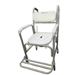 Chaise de toilette en alliage d'aluminium avec roulettes, portable, trois en un, pour personnes âgées et handicapées, équipement de sécurité pour la salle de bain - Product Image 5