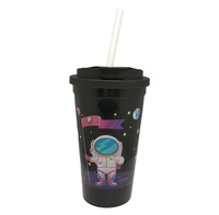 600ml Cartoon Cute Kids 'Portable Water Kettle Double Drink Square Cup Straw pour les activités de gymnastique en plein air
