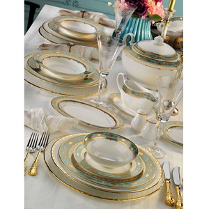 Gros forme ronde fine porcelaine dîner ensemble porcelaine fine <span class=keywords><strong>service</strong></span> de dîner vaisselle écologique - Product Image 3