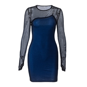 Slim Fit à manches longues robe portefeuille pour les femmes Mini longueur couverture doigt hanche bas été mode rue décontracté solide mince robe - Product Image 6