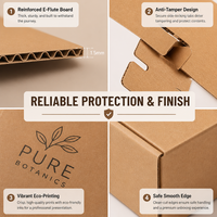 Boîte d'expédition de luxe personnalisée imprimée, en carton ondulé auto-adhésif avec bande déchirable, impression esthétique intérieure, pour produits de beauté