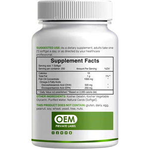 OEM Supplément de Vitamine DHA Capsule Molle Saveur Citron DHA 1000mg + EPA 500mg Huile de Poisson Omega-3 Sans Mercure Soutien pour la Santé du Cerveau - Product Image 2