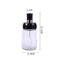 Bocaux à épices en verre de 250 ml, bouteille à assaisonnements, récipient de rangement en verre pour la cuisine, pot scellé pour sel et sucre avec brosse et cuillère