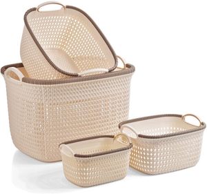 Cesta de Almacenamiento de Plástico Ecológica de Material PP con Doble Asa, Duradera, Ligera, Portátil y Multiusos, en Oferta - Product Image 1