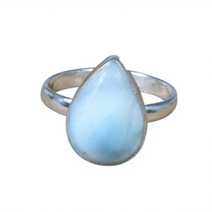 Bague en argent sterling 925 avec pierre précieuse Larimar, bijoux fins faits à la main, tendance, style chrétien, certifiés - Product Image 1