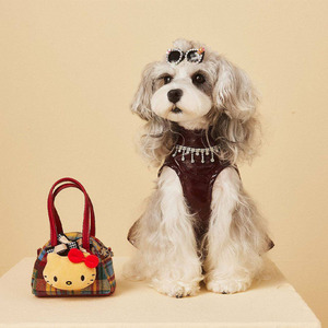 Elegant Personalized Lightweight Faux Leather Pet Dress for Small Dogs <b>Cats</b> Shiny Wine Red Skirt Tassel Rhinestone Collar - Product Image 2