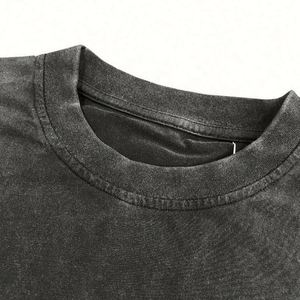 Custom Men's Vintage T-<b>Shirts</b> Acid Washed Distressed Oversized 100% Cotton Regular Fit Luxury Blank Solid Pattern Knitted O-Neck - Product Image 3