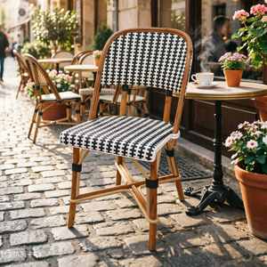 Chaise de bistrot française en rotin PE, structure en rotin naturel, sans accoudoirs, pour terrasse extérieure, café, jardin, <span class=keywords><strong>restaurant</strong></span> - Product Image 3