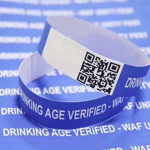 Kofei New one time use tyvek printing paper wristband with QR Code serial number for wedding favor
