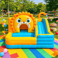 Château gonflable sur le thème du lion avec toboggan, château gonflable en PVC pour enfants, pour fête d'anniversaire dans la cour, thème animal, trampoline gonflable