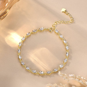Pulsera de circonitas con diseño de corona floral, corte marquesa, brillante, elegante, moderna, que no se desvanece, estilo hip-hop, para mujer, venta al por mayor - Product Image 5