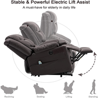 Fauteuil inclinable moderne pour adulte, grand modèle, avec assistance électrique, fonction massage, poches latérales extra larges en bois