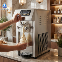 Machine à glace professionnelle en acier inoxydable, machine à glace molle avec pré-refroidissement et maintien au frais pour les petits cafés et salons de desserts
