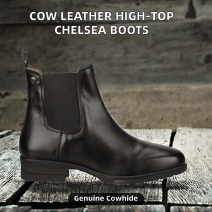 Botas Chelsea de Cuero Vacuno de Primera Capa, Antideslizantes, de Caña Alta, con Suela de Goma para Hombre, Estilo Retro para Trabajo, Verano/Otoño, Tallas 37-45 - Product Image 2