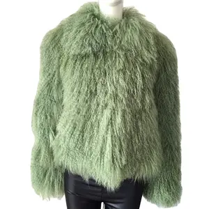YR424 新设计豪华高品质蒙古羔羊毛皮外套/西藏绵羊毛皮大衣