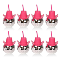 BSBH Gobelet en plastique de 20 oz pour fête à thème, gobelet à paillettes argentées avec paille et couvercle, réutilisable, emballage cadeau