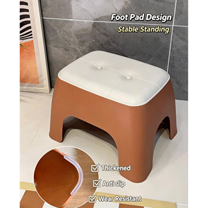 Tabouret bas <span class=keywords><strong>contemporain</strong></span> en plastique robuste et durable, texture premium, <span class=keywords><strong>banc</strong></span> <span class=keywords><strong>d</strong></span>'<span class=keywords><strong>entrée</strong></span> pour appartements locatifs, table basse de salon - Product Image 4