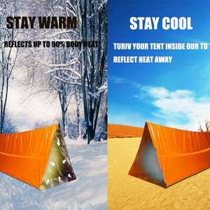 Carpa de Refugio Triangular Plegable, Ligera, Impermeable, con Protección UV, para Campamento de Emergencia y Supervivencia al Aire Libre - Product Image 2