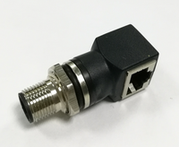 Kabel Sinyal Kamera Industri IP67 M12 8P Male ke RJ45 Terlindung Tahan Air dengan Housing PVC Cat5e Kontak Kuningan 12V 1.5A