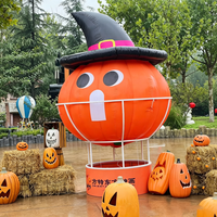 Décoration gonflable géante d'Halloween en forme de citrouille, montgolfière et chapeau de sorcière en tissu Oxford pour événements extérieurs et fêtes dans la cour