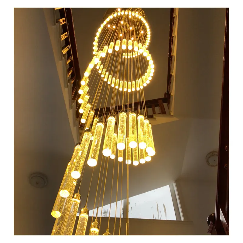 Pendant Light Staircase LED Modern Pendant Luster Aluminium Chandeliers For Living Room Hanging Lamps For Ceiling Pendant Lights
