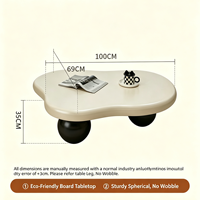 Table basse irrégulière en forme de nuage, pieds de table sphériques, table décorative moderne et minimaliste pour salon, meubles de salon