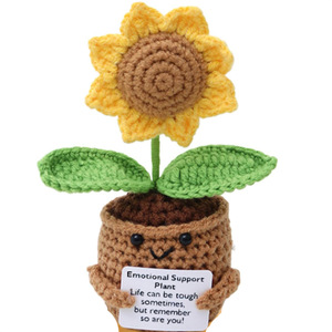 <span class=keywords><strong>Muñeca</strong></span> de girasol positiva de ganchillo con tarjeta Gracias por ayudarme a crecer regalo de agradecimiento al Maestro de la planta de ganchillo del estudiante - Product Image 2