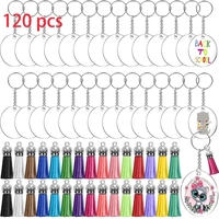 120-teiliges Schlüsselanhänger-Set aus Legierung: Rohlinge mit Kreismuster, Quasten, Schlüsselringe, Biegeringe für DIY-Vinyl-Bastelarbeiten