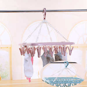 Foldable Clothes Drying Rack Square Plastic Single Tier With <b>Clips</b> For Balcony Use - Product Image 3