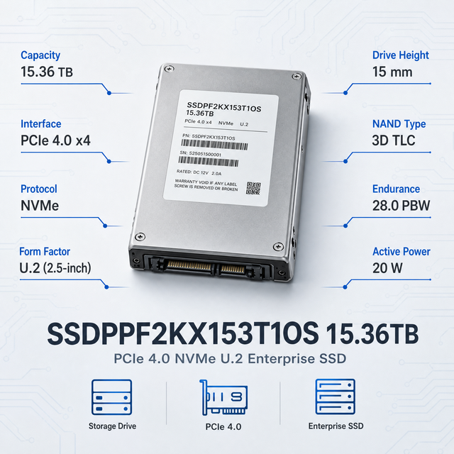 Intel New P5520 1.92T/3.84T/7.68T/15.36T PCIe 4.0 X4 NVMe U.2 Internal Server SSD