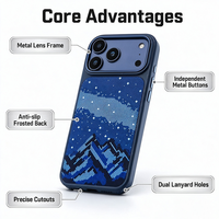 Coque de téléphone antichoc avec découpe métallique pour appareil photo et impression dorée mate multicolore pour iPhone 18 Series