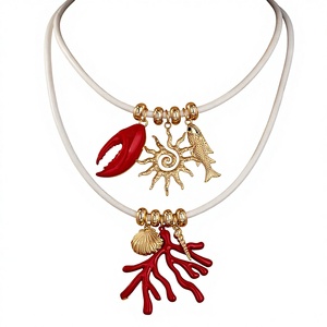 Collar con Colgante de Concha de Coral Rojo Deportivo Comiya de Qingdao para Mujer, Cadena de Cuerda para Uso Diario en la Playa, Aleación de Zinc, Regalo <span class=keywords><strong>2026</strong></span> - Product Image 2