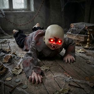 Muñeco Zombi Bebé Animado con Activación por Voz, Ojos Rojos Brillantes, Decoración de Halloween para Casa Embrujada o Jardín - Product Image 1