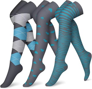 Calcetines de Compresión <span class=keywords><strong>para</strong></span> <span class=keywords><strong>Mujer</strong></span>, Otoño, 15-20 mmHg, con Rayas, Tejidos, Deportivos, Hasta el Muslo, por Encima de la Rodilla, <span class=keywords><strong>para</strong></span> Várices - Product Image 5