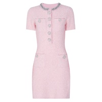 OUDINA Vente en gros Robe pull en tricot décontractée de haute qualité avec strass élégants de couleur unie