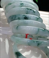 Bracelet en jadéite birmane naturelle de qualité supérieure, motif floral bleu flottant, avec certificat CMA, vente en gros, taille 49-52 mm