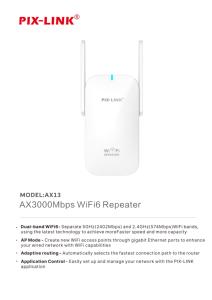 PIX-<span class=keywords><strong>LINK</strong></span> Nuevo AX13 3000M WiFi6 Repetidor Modo AP Enrutador inalámbrico AX3000 3000Mbps Banda dual 5GHz 2,4 GHz Repetidor WiFi6 - Product Image 5