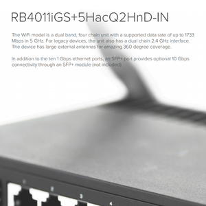 Mikrotik RB4011iGS+5HacQ2HnD-IN Doble Banda 2.4G y 5G, 4 Antenas Externas, Compatible con WEP, Versión para Estados Unidos - Product Image 2