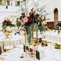 Vases de centre de table de mariage JHMJ, cadre en métal doré moderne, hauteur réglable, arrangements floraux DIY pour décorations de mariage