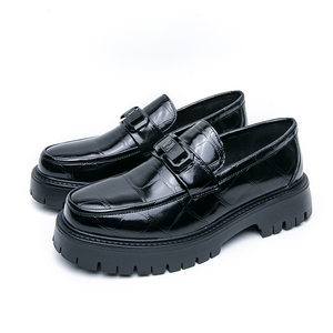 2025 nuevas Ideas, zapatos de vestir para hombre, mocasines sin cordones, zapatos de negocios informales, zapatos italianos gruesos con suela de rejilla en blanco y negro - Product Image 6