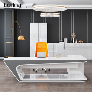 2020 weiß direktor executive tisch schrank stuhl set design 2 meter glänzend mdf büro möbel büro schreibtisch moderne - Product Image 5