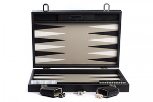 Ensemble de backgammon de <span class=keywords><strong>voyage</strong></span> en cuir de 21 pouces avec serrure - Product Image 6