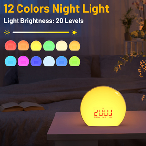 Reloj Despertador con Luz Nocturna de 12 Colores que Simula el Amanecer con Temporizador para una Vida Saludable Inteligente, Venta al Por Mayor - Product Image 2